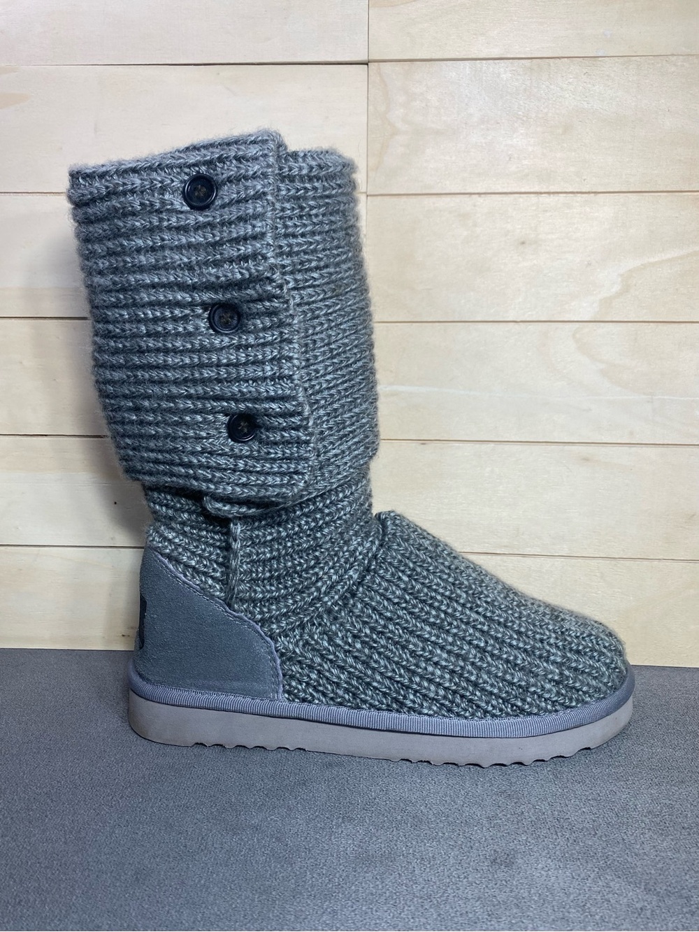 UGG Cardy Knit Boots Grey Women's Size 9 Shoes Tall Boots